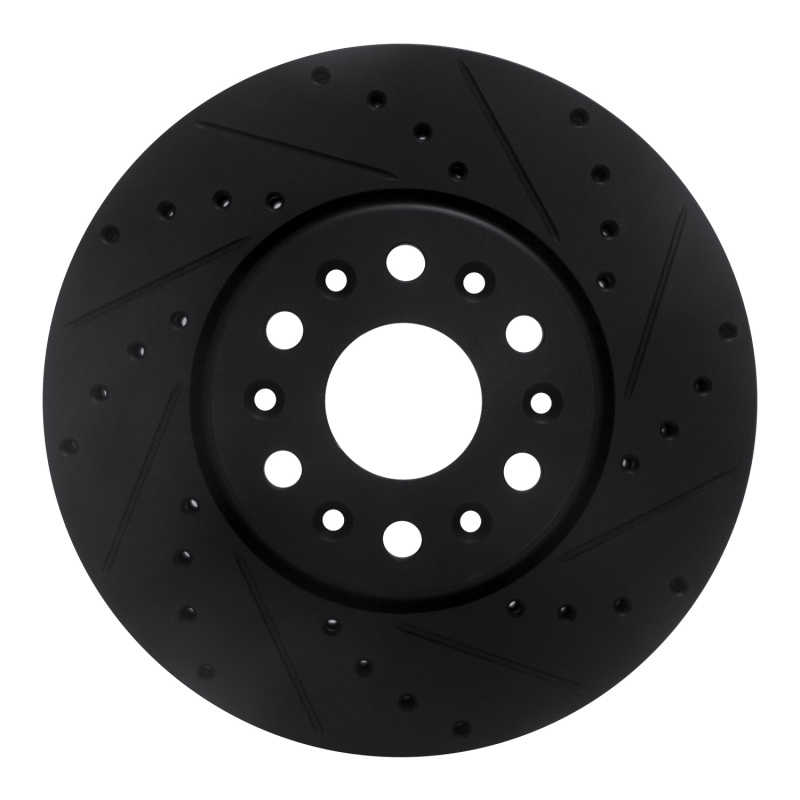 Buick Enclave Brake Rotor (1) - Front Right - R1 Concepts - Drilled & Slotted - Black - `17-`25